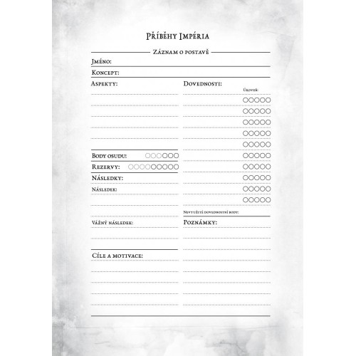 Příběhy Impéria: Přepracované vydání - Záznam o postavě
