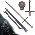 AF Dlouhý zaklínačský/WITCHER meč - ocelový "STEEL SWORD" s pevnou pochvou a popruhem!