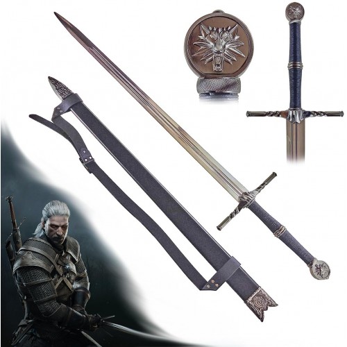 AF Dlouhý zaklínačský/WITCHER meč - ocelový "STEEL SWORD" s pevnou pochvou a popruhem!