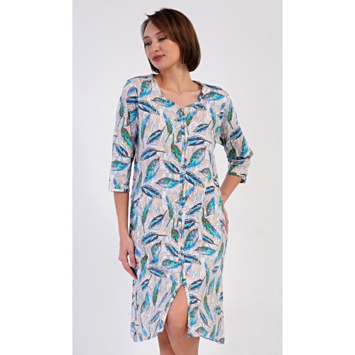 Dámské domácí šaty s tříčtvrtečním rukávem Listy