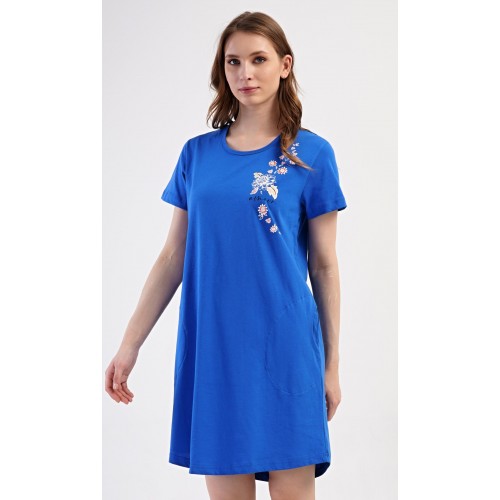 Dámské domácí šaty s krátkým rukávem Květy