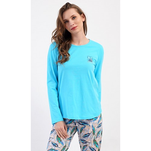 Dámské pyžamo dlouhé Listy