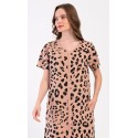 Dámské domácí šaty s krátkým rukávem Leopard