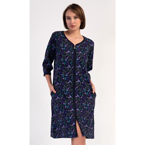 Dámské domácí šaty s tříčtvrtečním rukávem Kolibřík