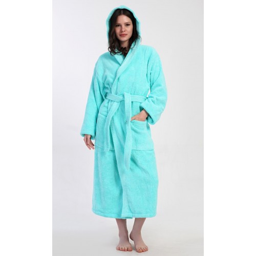 Dámský župan dlouhý s kapucí Mentolka