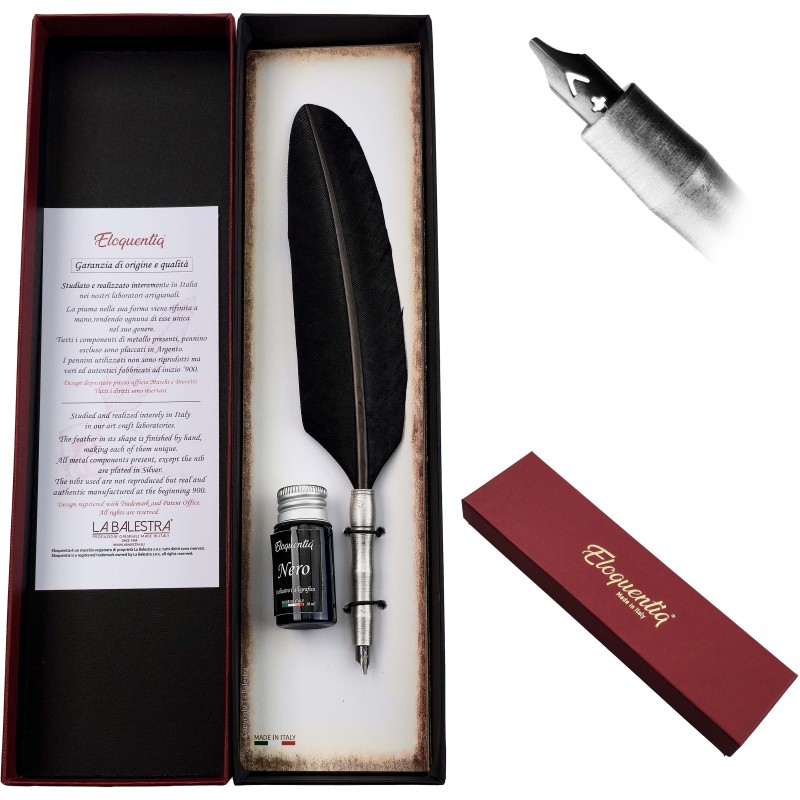 La Balestra Vintage brk s inkoustem "BLACK FEATHER" černý