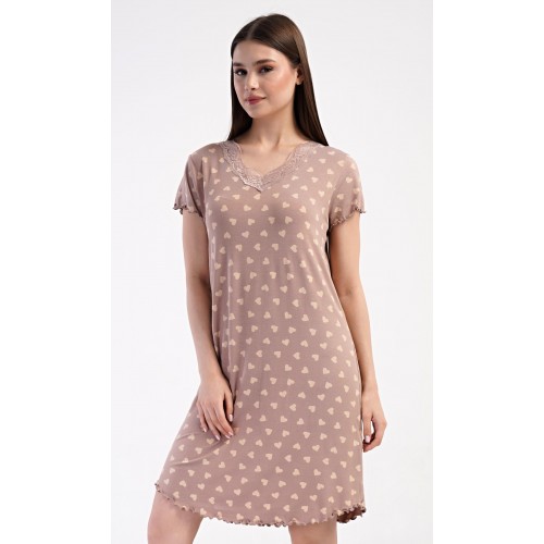 Dámská noční košile s krátkým rukávem Srdíčka