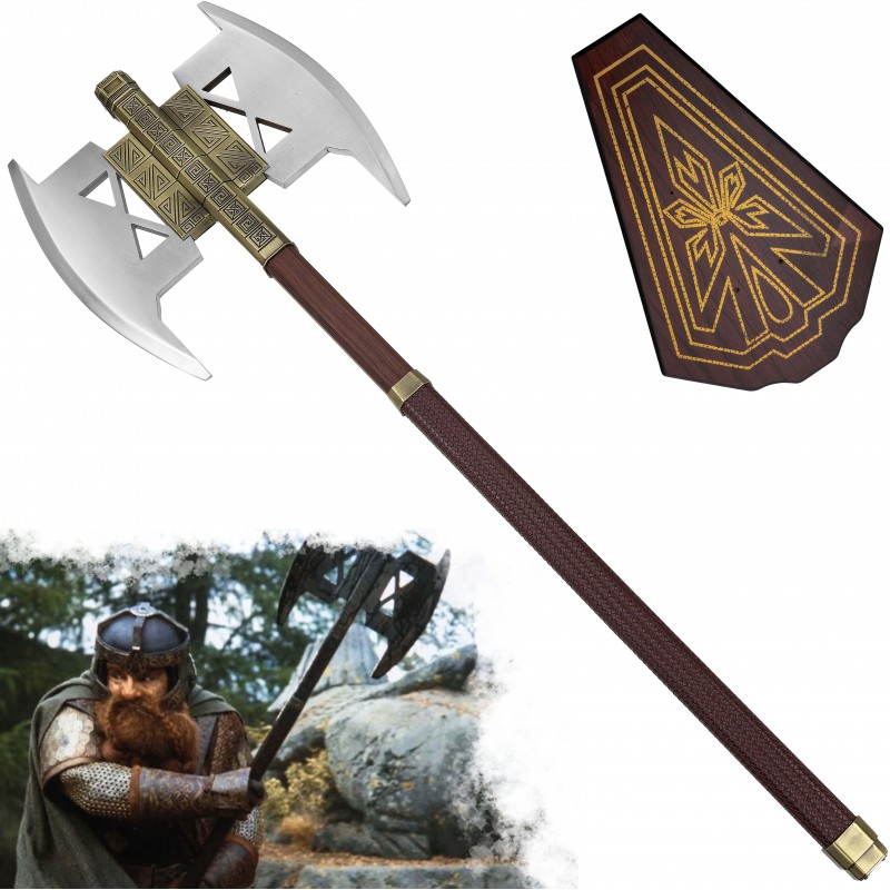 AF Celokovová sekera "AXE OF GIMLI" s plaketou - Pán Prstenů