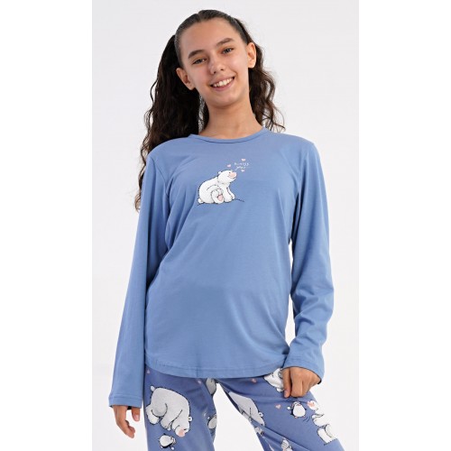 Dětské pyžamo dlouhé Méďa a tučňák