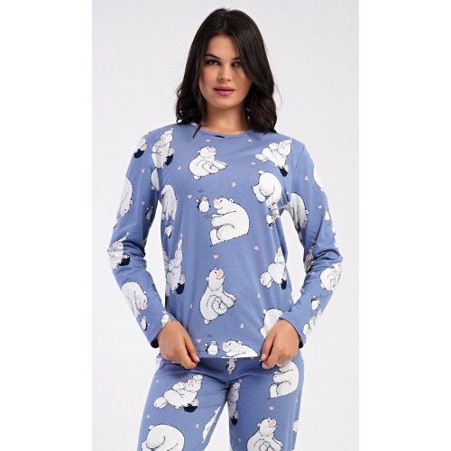 Dámské pyžamo dlouhé Tučňák a méďa