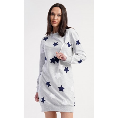 Dámské domácí šaty s dlouhým rukávem Hvězdy