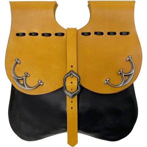 Středověká brašna s kováním - žlutá