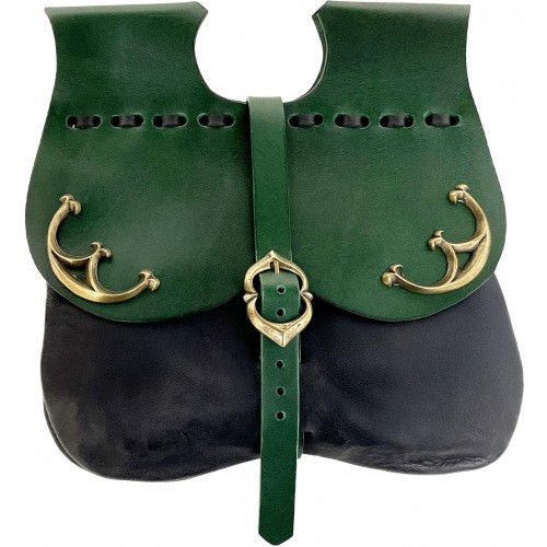 Středověká brašna s kováním - zelená