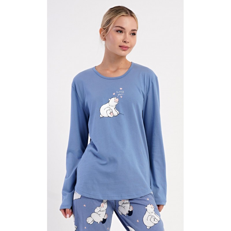 Dámské pyžamo dlouhé Méďa a tučňák