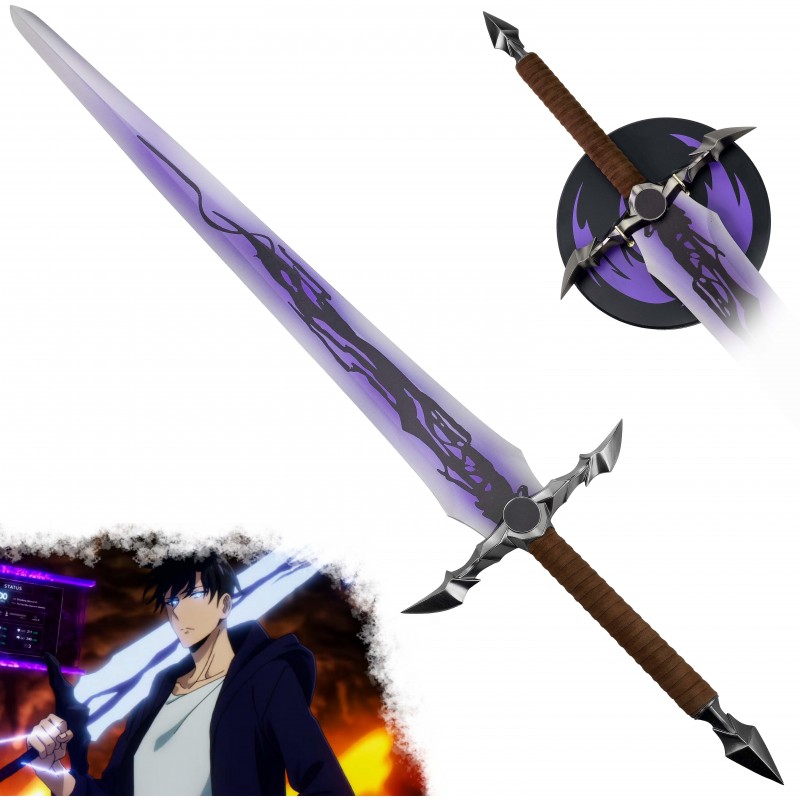 AF Masivní ocelový meč "DEMON KING'S LONGSWORD" s plaketou - Solo Leveling