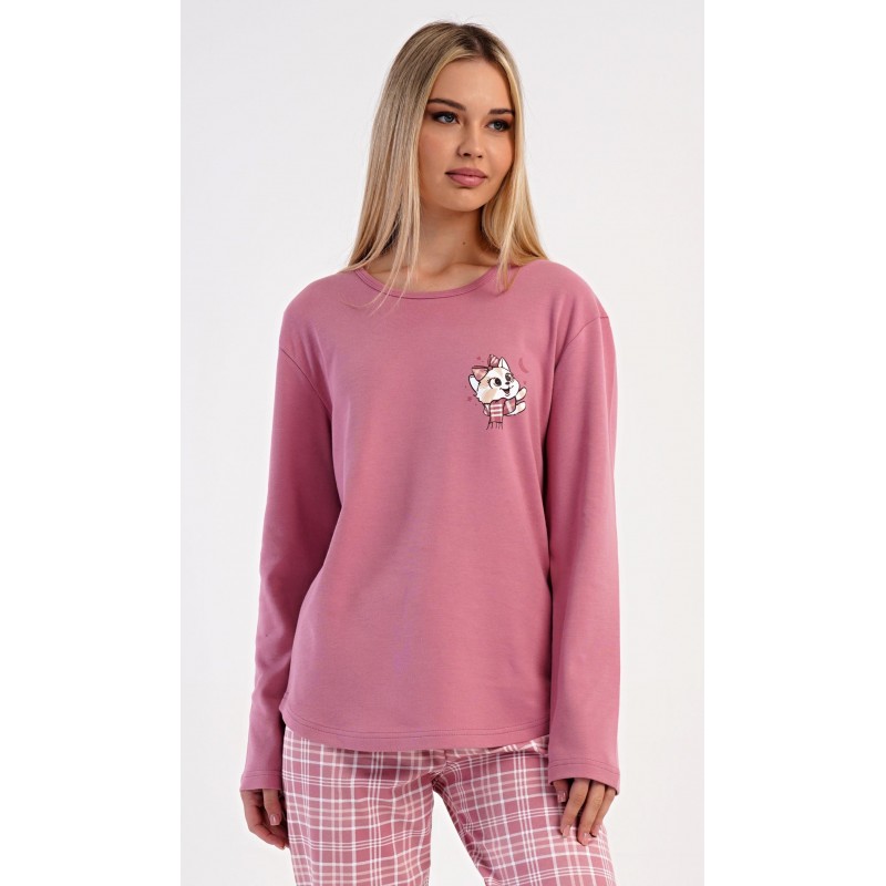 Dámské pyžamo dlouhé Kotě se šálou