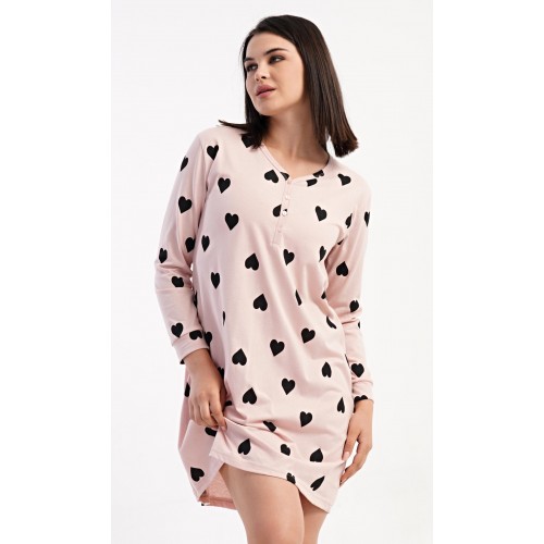 Dámská noční košile s dlouhým rukávem Srdce