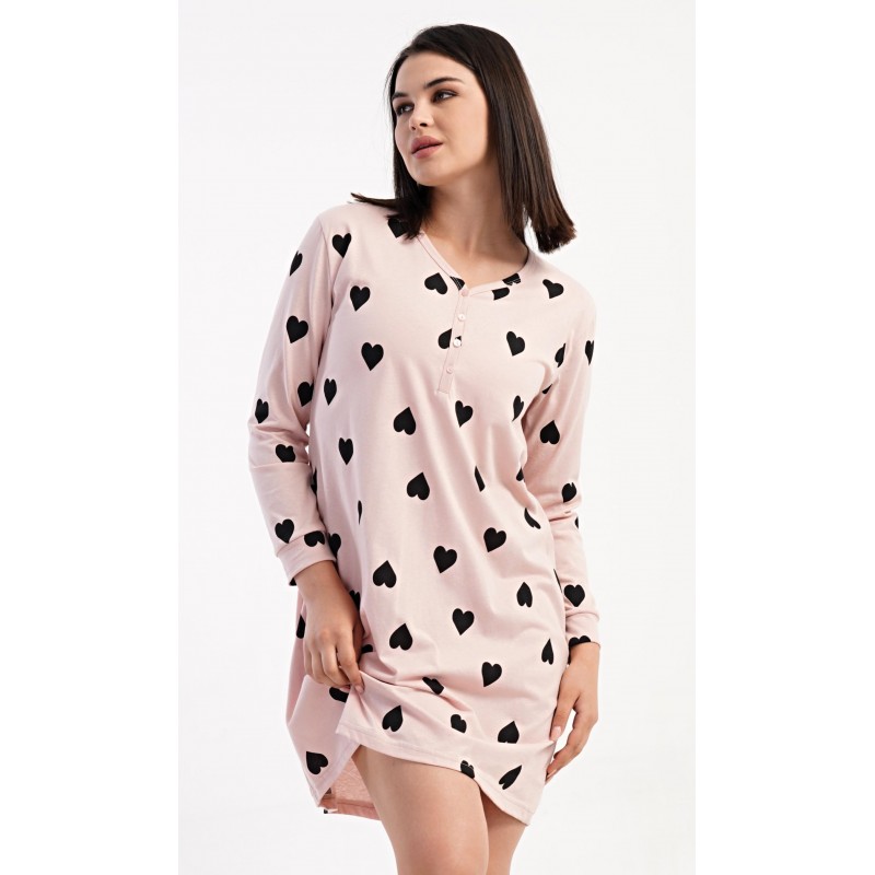 Dámská noční košile s dlouhým rukávem Srdce