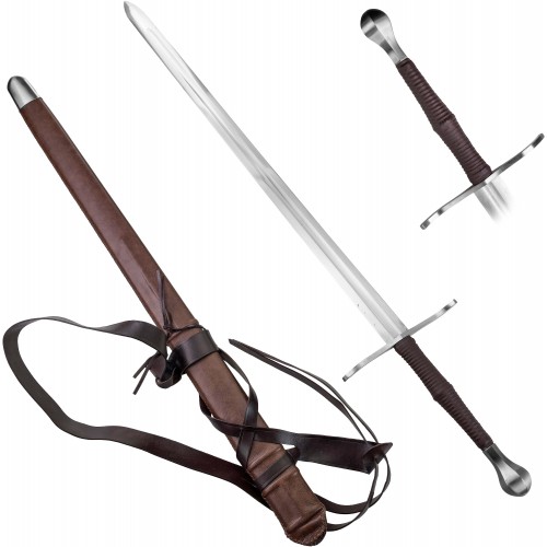 AF Luxusní ostrý středověký meč "IRON PALADIN" s dřevěnou pochvou - HQ!