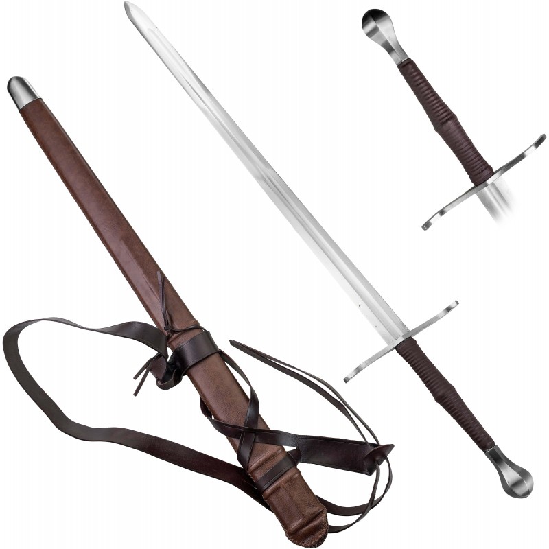 AF Luxusní ostrý středověký meč "IRON PALADIN" s dřevěnou pochvou - HQ!