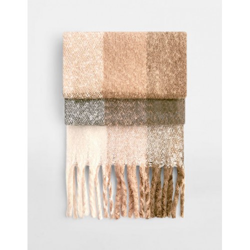 Fluffy kostkovaná šála - Hnědá