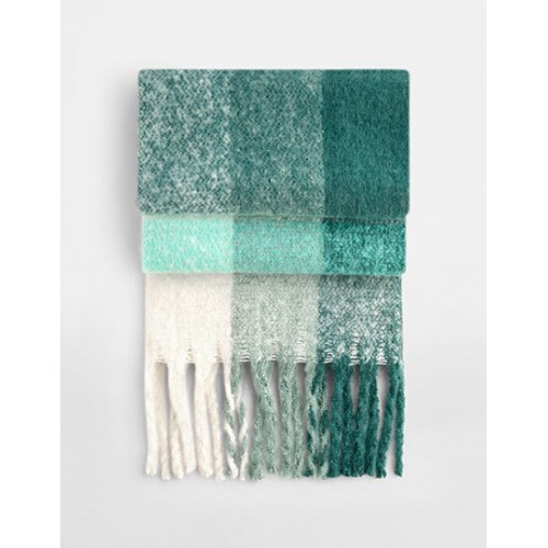 Fluffy kostkovaná šála - Hnědá