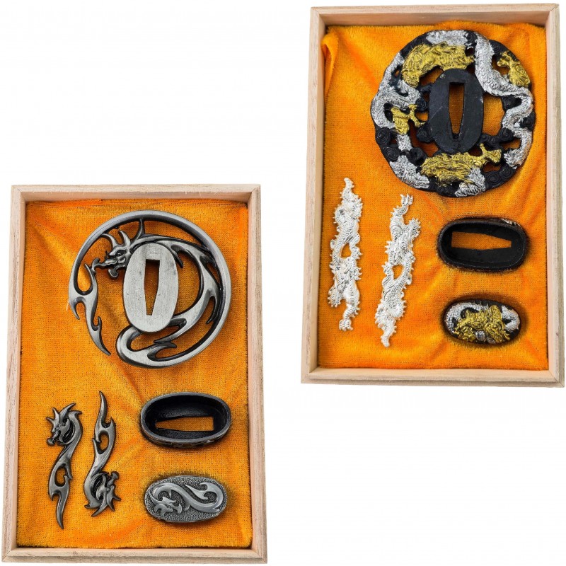 AF Dekorativní sada pro samurajský meč "DRAGON ORNAMENTS" 2 druhy Barva: Černá