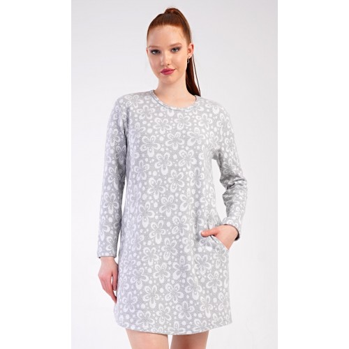 Dámské domácí šaty s dlouhým rukávem Flowers