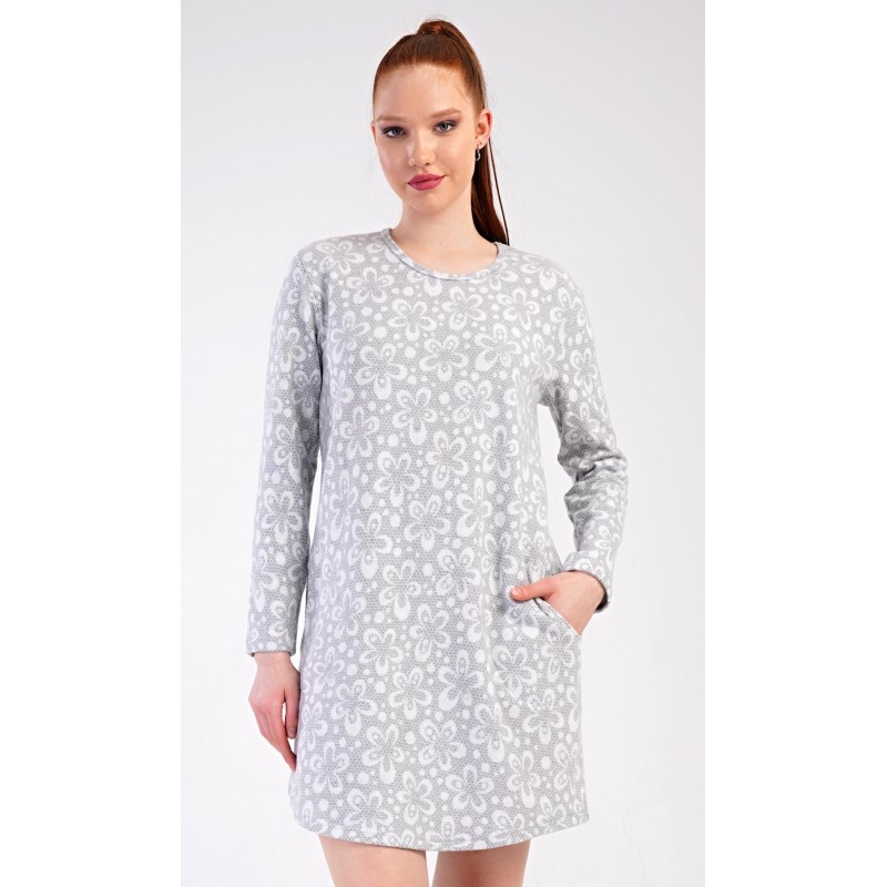 Dámské domácí šaty s dlouhým rukávem Flowers