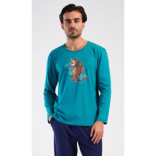 Pánské pyžamo dlouhé Méďa Ospalec