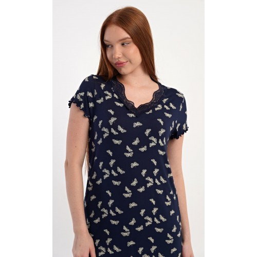 Dámská noční košile s krátkým rukávem Motýlci