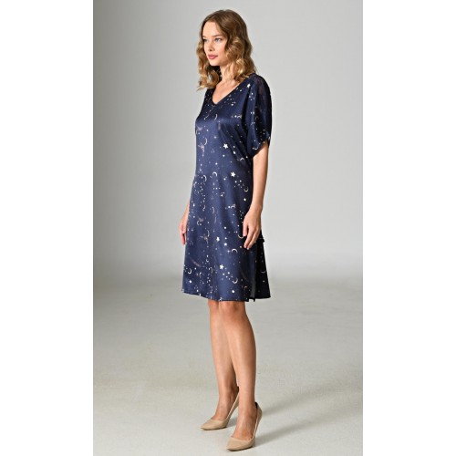 Dámská noční košile s krátkým rukávem Měsíc a hvězdy