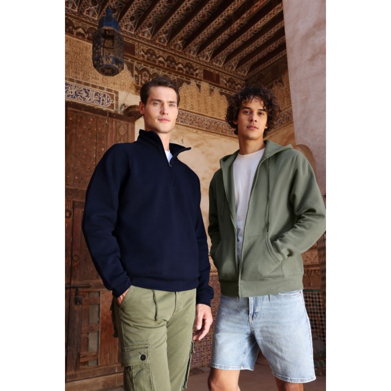 Mikina s kapucí z těžké bavlny na zip