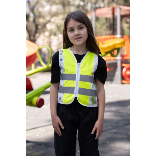 Dětská bezpečnostní vesta modrá s traktory