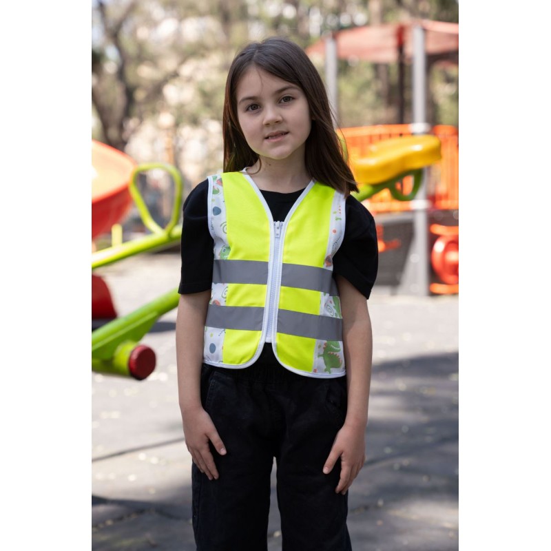 Dětská bezpečnostní vesta modrá s traktory