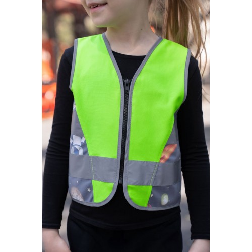 Dětská bezpečnostní vesta modrá s traktory