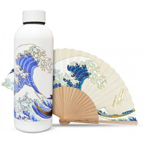 Dárková sada Velká vlna u pobřeží Kanagawy - Termoska a vějíř