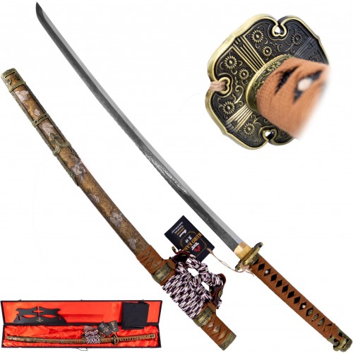 Amont Ostrá katana "KURO NAMI HACHIMAN" se stojánkem