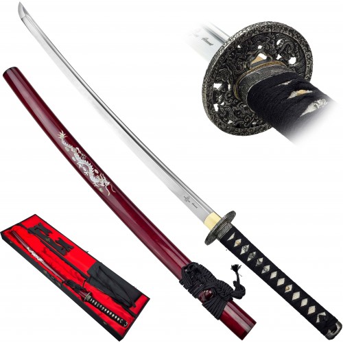 Ostrá katana "KURO NAMI RYUJIN HOMURA" se stojánkem