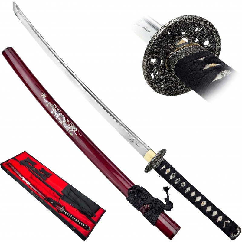 Ostrá katana "KURO NAMI RYUJIN HOMURA" se stojánkem