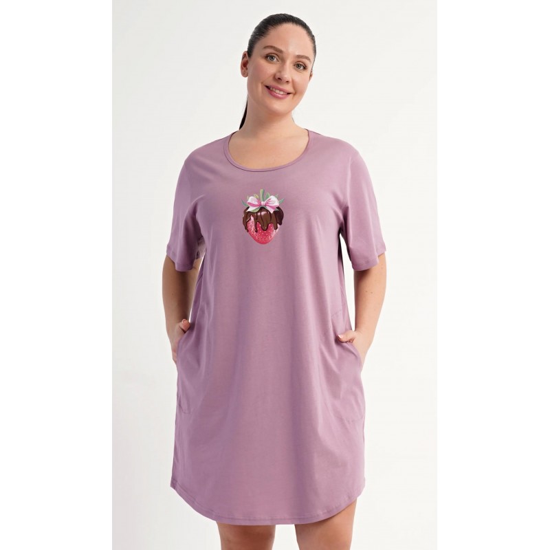 Dámské domácí šaty s krátkým rukávem Jahoda