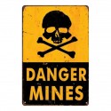 Plechová cedule Warning - Danger Mines