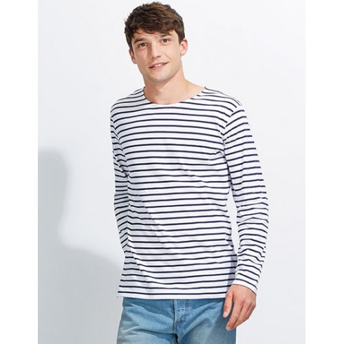 Pruhované tričko Bílo-černé dlouhé - pánské