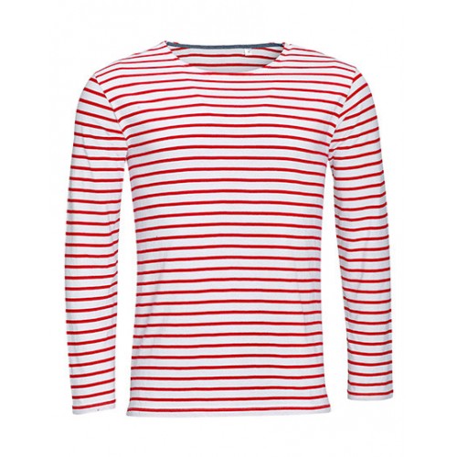 Pruhované tričko Bílo-červené dlouhé - pánské