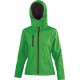 3 vrstvá dámská softshellová bunda s kapucí - Zelená