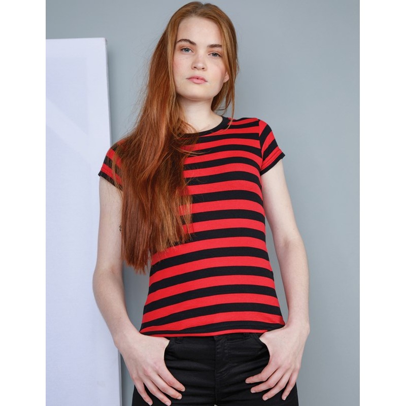 Pruhované tričko Červeno-černé - dámské
