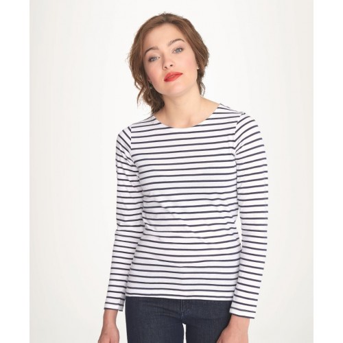 Pruhované tričko Bílo-černé dlouhé - dánské