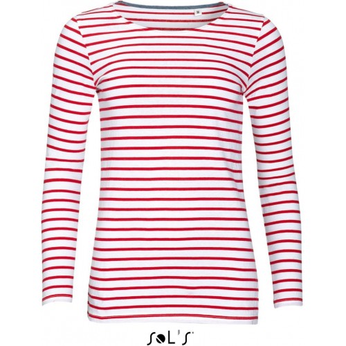 Pruhované tričko Bílo-červené dlouhé - dámské