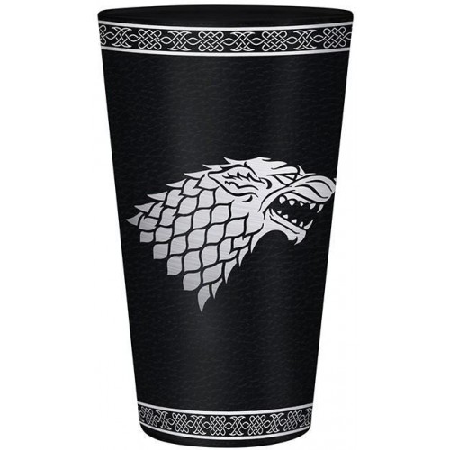 Sklenice Game of Thrones - Stark Logo, černá
