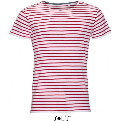 Pruhované tričko SOL'S Bílo-červené- Pánské